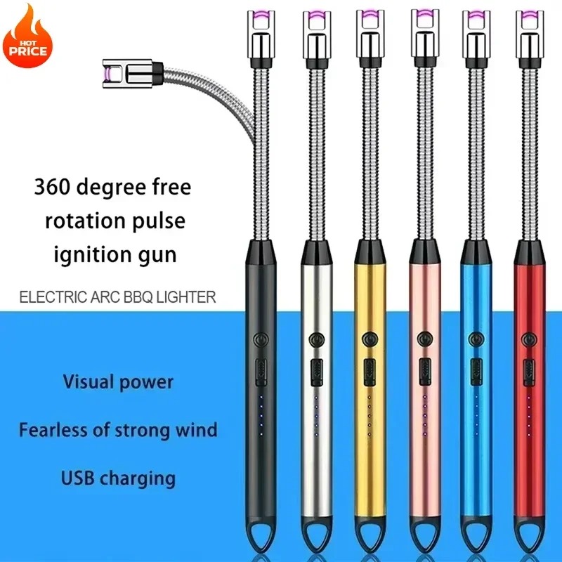 Arc Lighter USB Windproof Flameless 360° Electric Arc BBQ Lighter Plasma Ignition Long Kitchen Lighters Gas Lighter for Candle Gas Stove - Image 2